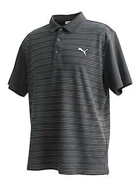 Puma Men’s Black and White Striped Short Sleeve Golf Shirt Size XXL